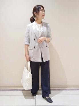 「アイテム（スーツジャケット、グレー系）」を使った、TOMOMIさん（レディース・153cm）の春コーディネート
