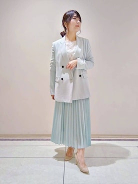 「アイテム（スーツジャケット、グリーン系）」を使った、TOMOMIさん（レディース・153cm）の冬コーディネート