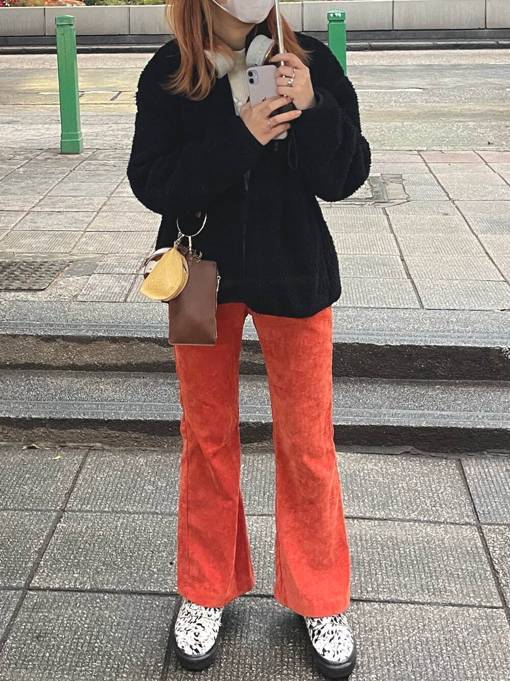 「rectangleのリングショルダーマルチバッグ（ショルダーバッグ、ブラウン系）」を使った、tsc.ingさん（レディース・164cm）の冬コーディネートの1枚目の写真