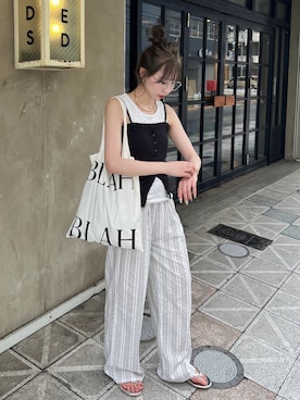 「アイテム（バッグ）」を使った、とらまめ(りなぎ)さん（レディース・153cm）の夏コーディネート