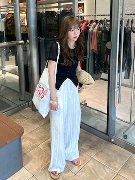 「NICOLAS LAINAS（ニコラスライナス）のアイテム」を使った、とらまめ(りなぎ)さん（レディース・153cm）の夏コーディネート