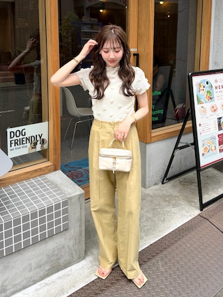 「CLANE(クラネ)の2WAY GATHER BELT PANTS(その他パンツ)」を使った、とらまめ(りなぎ)さん(レディース・153cm)の夏コーディネート