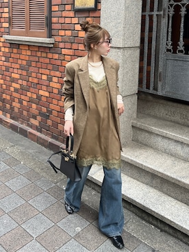 「KOBE LETTUCE（コウベレタス）のアイテム」を使った、とらまめ(りなぎ)さん（レディース・153cm）の秋コーディネート