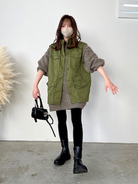 「LAKOLE（ラコレ）のアイテム（ブーツ）」を使った、とらまめ(りなぎ)さん（レディース・153cm）の冬コーディネート