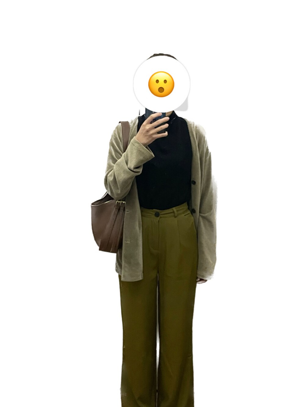 「秋冬コーデ、ootd、シンプル、大人コーデ、オトナ女子」｜「GUのアイテム（ノーカラージャケット、グリーン系）」を使った、エマさん（レディース・161cm）の秋コーディネートの1枚目の写真