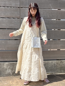「アイテム（パンプス、ピンク系）」を使った、nanakaさん（レディース・163cm）の春コーディネート