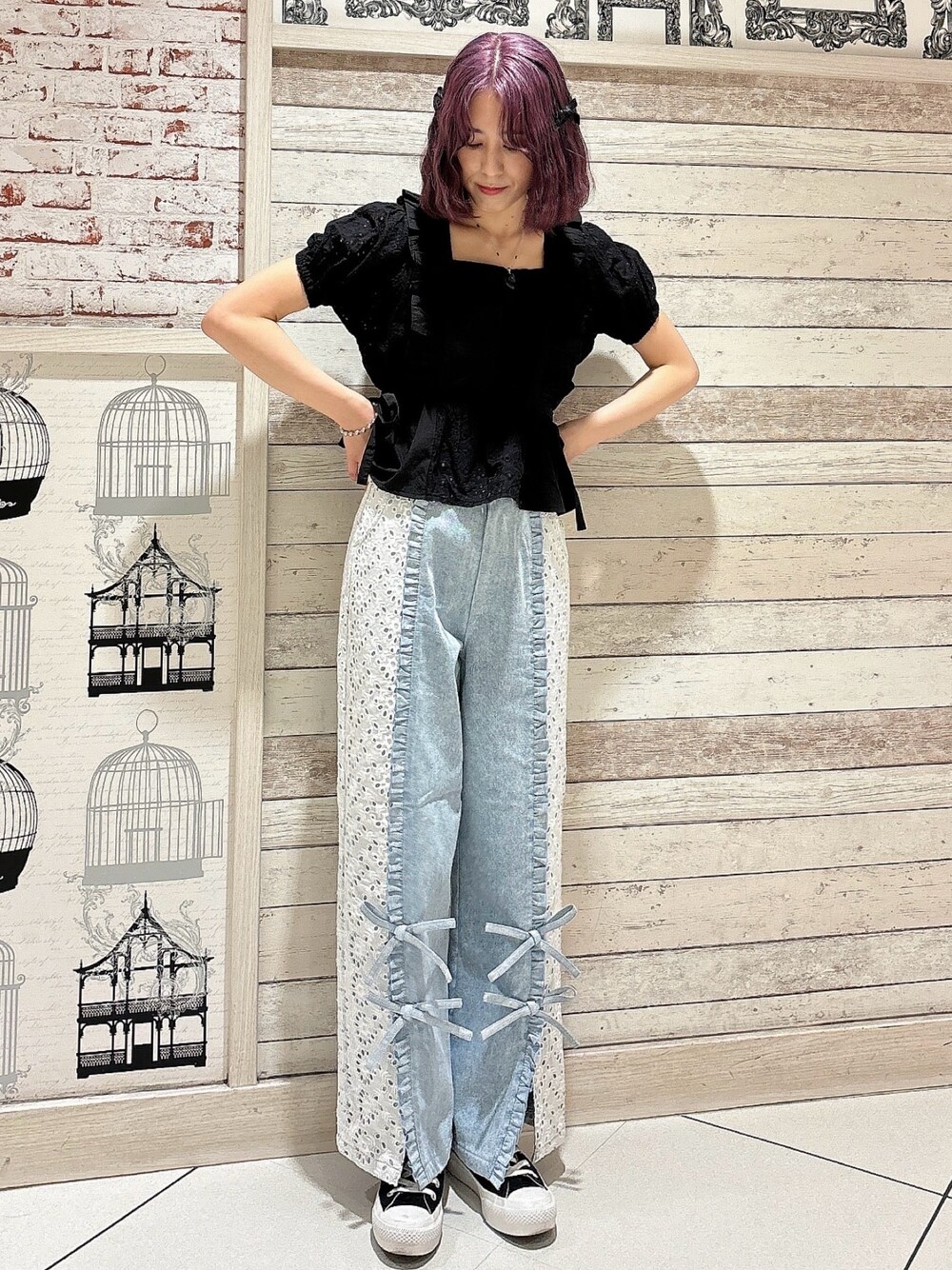 メリージェニー　デニムセットアップ merry jennykotochiさんのデニムジャケットを使ったコーディネート