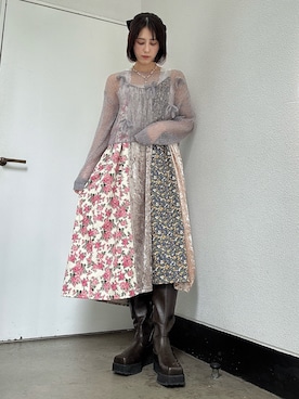「merry jenny（メリージェニー）のアイテム（ブーツ）」を使った、nanakaさん（レディース・163cm）の夏コーディネート