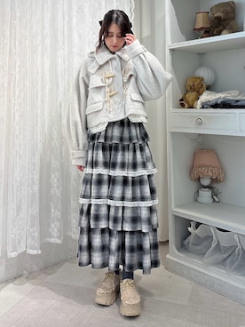 「アイテム（ダッフルコート）」を使った、nanakaさん（レディース・163cm）の夏コーディネート