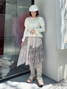 floralイレギュラーヘムミディスカート｜メリージェニー（merry jenny