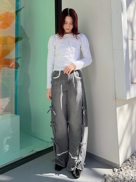 「アイテム（ポロシャツ）」を使った、nanakaさん（レディース・163cm）の冬コーディネート