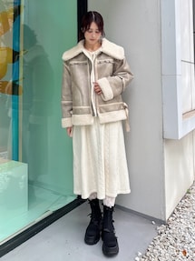 クリームボアムートンブルゾン merry jenny クリームボアムートンブルゾン｜メリージェニーの通販｜&mall（アンド