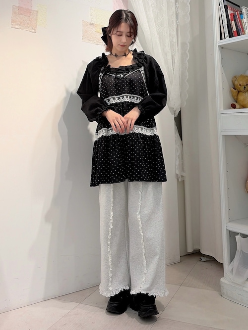 お得!大人気merryjenny ペティットフラワーベビードール♡ブラック♡♡ merry jenny（メリージェニー） チュニック Petitflowerベビードール