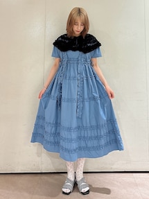 merry jenny フリルフリルドロストワンピース　ブルー メリージェニー merry jenny フリルフリルドロストワンピース