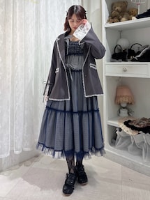 merry jenny lase slit ribbon jacket ブラック メリージェニー merry jenny ribbon paddedジャケット （ブラック