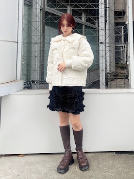 「merry jenny（メリージェニー）のアイテム（ダウンジャケット/コート）」を使った、nanakaさん（レディース・163cm）の秋コーディネート