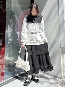 ribbonチュールギャザーフレアスカート｜メリージェニー（merry