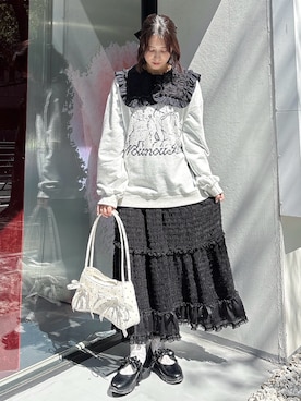 「黒コーデ」｜「アイテム（バッグ）」を使った、nanakaさん（レディース・163cm）の夏コーディネート