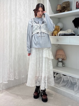 「ビスチェコーデ」｜「アイテム（ワンピース/ドレス）」を使った、nanakaさん（レディース・163cm）の夏コーディネート