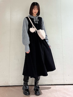「merry jenny（メリージェニー）のアイテム（ブーツ）」を使った、nanakaさん（レディース・163cm）の冬コーディネート