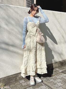 「メロートップス」｜「アイテム（ワンピース/ドレス）」を使った、nanakaさん（レディース・163cm）の冬コーディネート