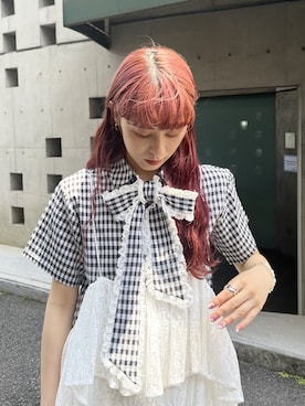 「merry jenny（メリージェニー）のlace laceストラップロングスカート（スカート）」を使った、nanakaさん（レディース・163cm）の夏コーディネート