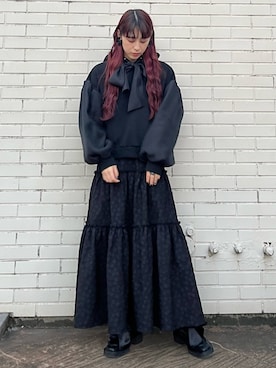 「ショート丈トップス」｜「アイテム（モカシン/デッキシューズ）」を使った、nanakaさん（レディース・163cm）の冬コーディネート
