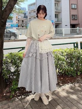 「merry jenny（メリージェニー）のsheer frill 2wayつけ襟（付け襟、ホワイト系）」を使った、nanakaさん（レディース・163cm）の春コーディネート