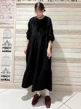 「ゆったりシルエット」｜「アイテム（ワンピース/ドレス）」を使った、nanakaさん（レディース・163cm）の秋コーディネート