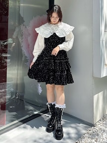 コルセットベロアフレアミニワンピース｜メリージェニー（merry jenny