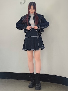 「merry jenny（メリージェニー）のアイテム（デニムジャケット）」を使った、nanakaさん（レディース・163cm）の秋コーディネート