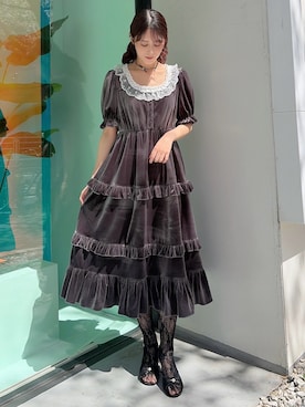 「merry jenny（メリージェニー）のハートヒールストラップサンダル（サンダル、ブラック系）」を使った、nanakaさん（レディース・163cm）の春コーディネート