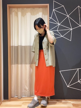「Samansa Mos2 blue（サマンサモスモスブルー）のアイテム（スカート、オレンジ系）」を使った、sm2kbmjさん（レディース・159cm）の夏コーディネート