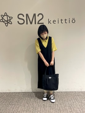 「Samansa Mos2 blue」｜「アイテム（ジャンパースカート）」を使った、sm2kbmjさん（レディース・159cm）の春コーディネート