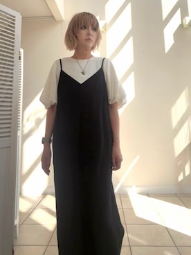 「GU（ジーユー）のアイテム（シャツ/ブラウス、ホワイト系）」を使った、amichanさん（レディース・161cm）の夏コーディネート