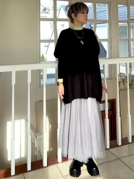 「アイテム（スカート）」を使った、amichanさん（レディース・161cm）の秋コーディネート