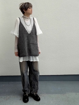 「アイテム（デニムパンツ）」を使った、amichanさん（レディース・161cm・50代）の秋コーディネート