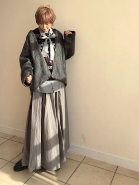 「アイテム（ノーカラーコート）」を使った、amichanさん（レディース・161cm）の秋コーディネート