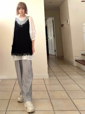 「H&M（エイチ・アンド・エム）のアイテム（トップス）」を使った、amichanさん（レディース・161cm）の夏コーディネート
