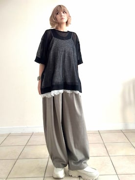 「antiqua（アンティカ）のアイテム（その他パンツ）」を使った、amichanさん（レディース・161cm）の夏コーディネート