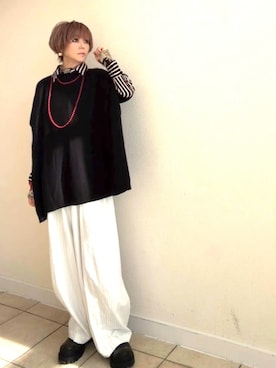 「アイテム（Tシャツ/カットソー）」を使った、amichanさん（レディース・161cm・50代）の冬コーディネート