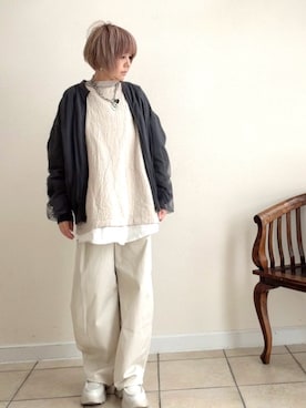 「tiptop（ティップトップ）のアイテム（ブルゾン）」を使った、amichanさん（レディース・161cm）の春コーディネート