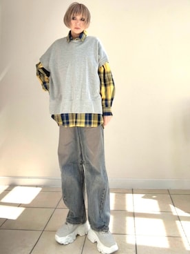 「HUG.U（ハグユー）のアイテム」を使った、amichanさん（レディース・161cm）の春コーディネート