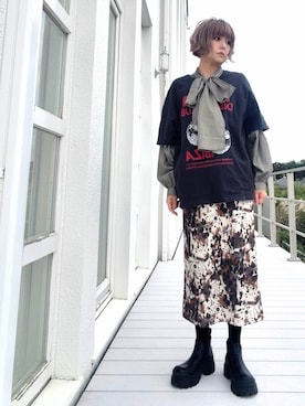 「AMERICAN HOLIC（アメリカンホリック）のイージーケアラグランボウタイブラウス（シャツ/ブラウス、その他）」を使った、amichanさん（レディース・161cm）の秋コーディネート