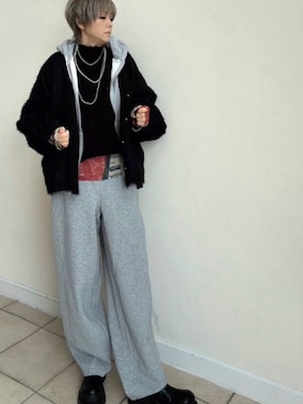 「アイテム（スウェットパンツ）」を使った、amichanさん（レディース・161cm）の秋コーディネート