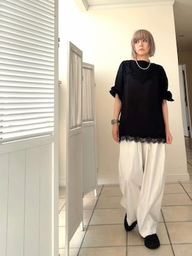 「H&M（エイチ・アンド・エム）のアイテム（トップス）」を使った、amichanさん（レディース・161cm）の夏コーディネート