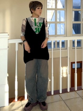 「アイテム（ベスト）」を使った、amichanさん（レディース・161cm）の秋コーディネート