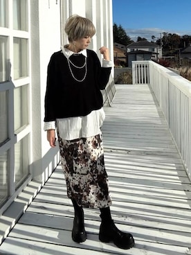 「アイテム（ネックレス）」を使った、amichanさん（レディース・161cm）の秋コーディネート