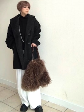 「アイテム（ピーコート）」を使った、amichanさん（レディース・161cm）の冬コーディネート