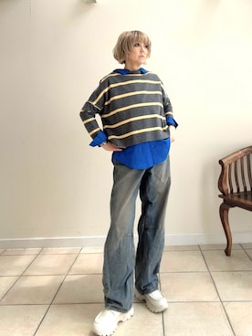 「Traditional Weatherwear（トラディショナルウェザーウェア）のアイテム（Tシャツ/カットソー、グレー系）」を使った、amichanさん（レディース・161cm）の春コーディネート
